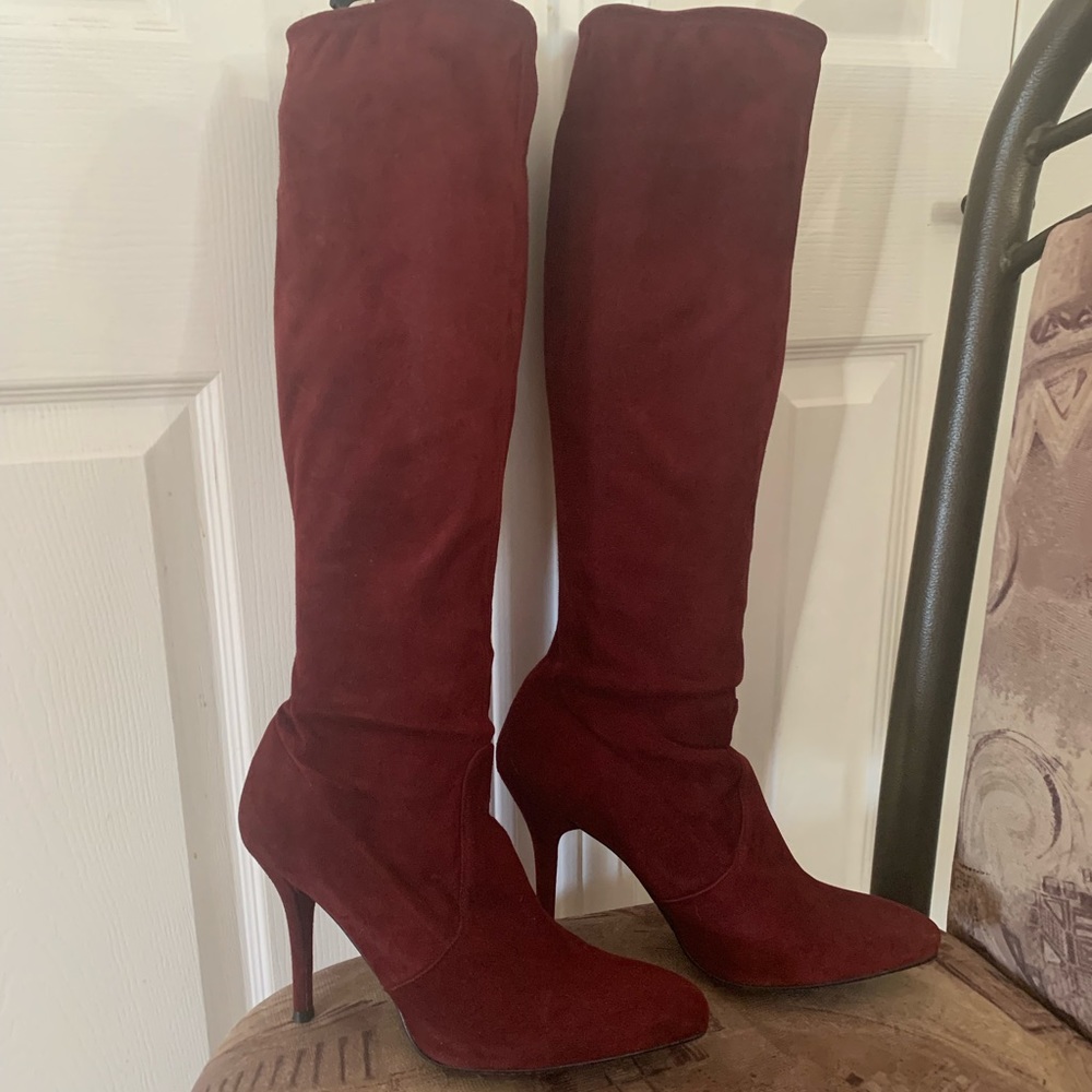 Stuart Weitzman Burgundy Suede Boots